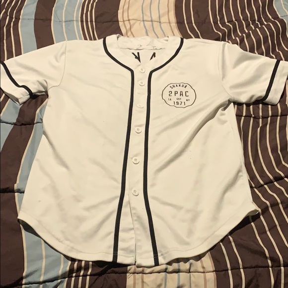 Rue21 Shirts 2pac Shakur White Button Up Baseball Jersey 7 Poshmark
